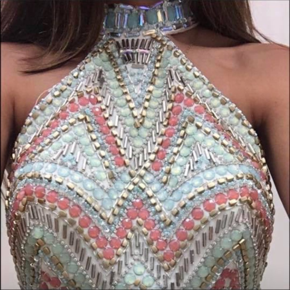White two piece prom dress